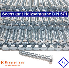 DIN 571  Holzschrauben Sechskantschrauben verzinkt Schrauben Ø 5 6 8 10 12 mm