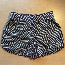 Girls Black White Geometric Athletic Running Shorts Lined Active Youth