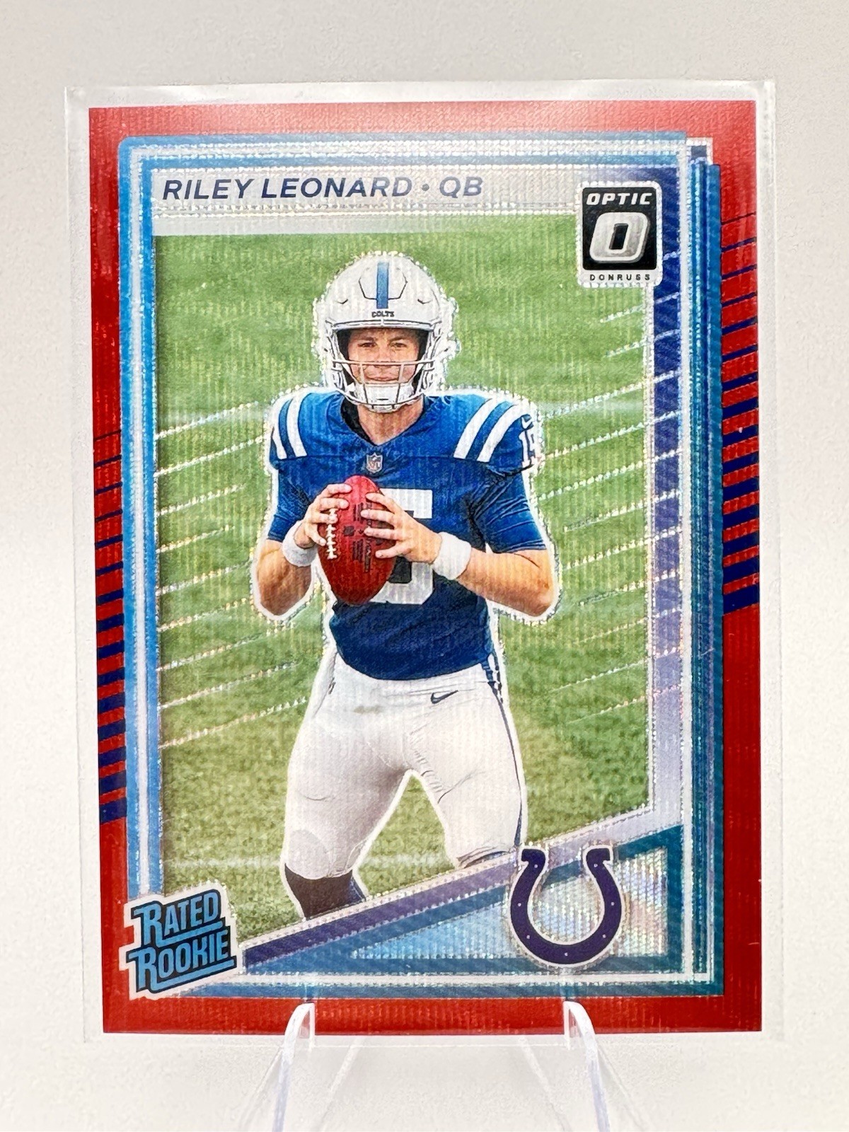 2025 Panini Donruss - Rated Rookie Riley Leonard Optic Preview Red Wave Prizm
