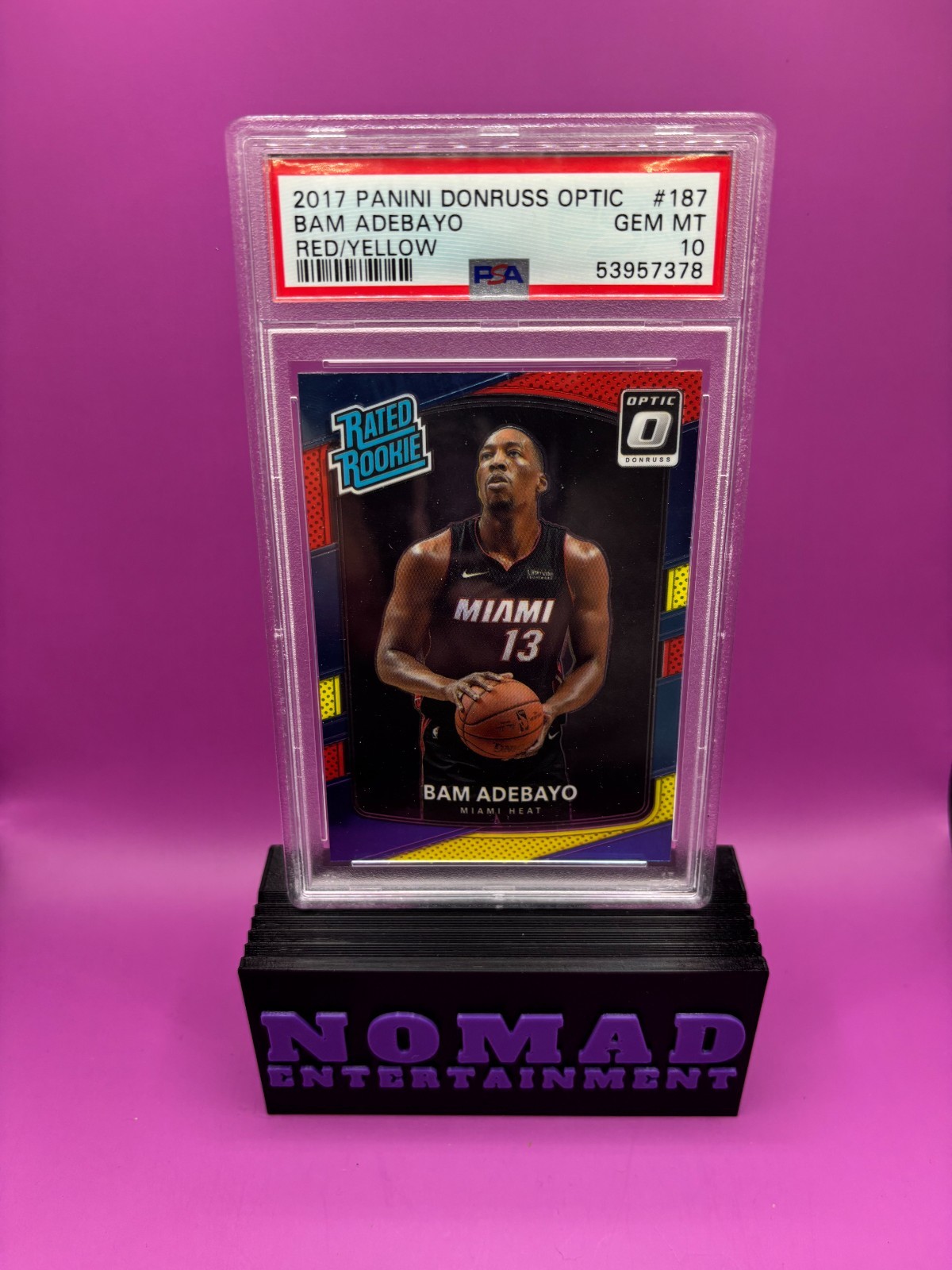 2017 Donruss Optic Bam Adebayo Rated Rookie RC Red Yellow PSA 10 Gem Mint #187