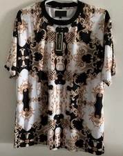 BAROQUE GOLD BY DRILL CLOTHING GOLD ROCOCO STYLE GRAPHIC PRINT  T-SHIRT 3XL NWT