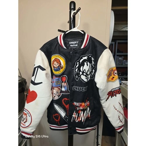 Chucky x Reason Varsity Jacket M Child's Play Horror Graphic Letterman Coat - product listing photo