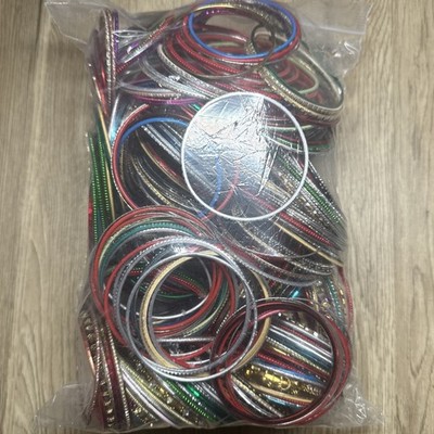 JOB LOT Bundle Of Thin Bangles Indian Style Stacking Boho Ethnic Craft Jewellery