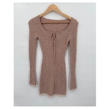 Forni Ribbed Dress Y2K 90s Womens S Boho Retro Fairy Grunge Granola Minimalist