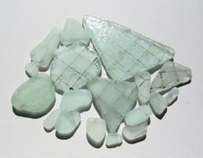 18 Aqua Blue Safety Sea Glass Pieces Wired Beach Glass Upcycled Craft Supplies