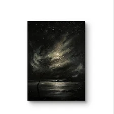 Gothic Full Moon Original oil painting Landscape on canvas impressionism art