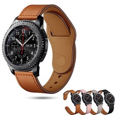 For Samsung Galaxy Watch 3 45/46mm Gear S3 Genuine Leather Strap Wrist Band 22mm