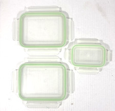 3 Snapware Plastic Storage Lid Replacement 7.5 x 6  5.5 x 3.5 Green Rectangle