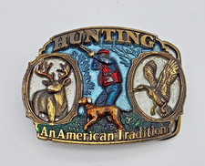 Vintage 1986 "Hunting: An American Tradition" belt buckle