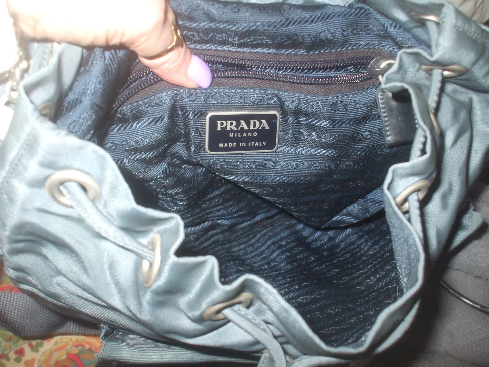 Prada blue teal nylon unisex travel school sho authentic backpack shoulder bag thumbnail 5