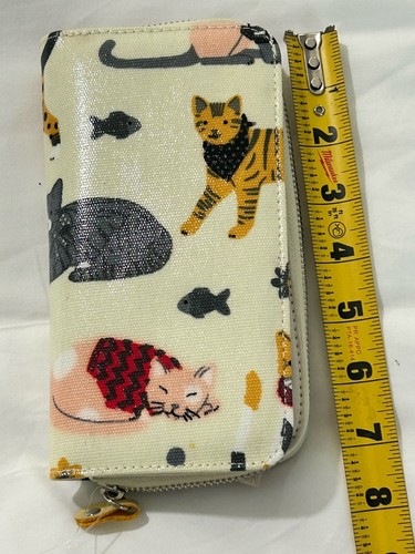 Have Best Pussy Cat Kitten Fish Wallet Zip Close Tags 7 3/4" x 4 1/4" - Picture 8 of 8