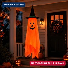 Halloween Decorations Ghost Hanging Ornaments: 39.4 Inch Foldable Cloth Witch Ha