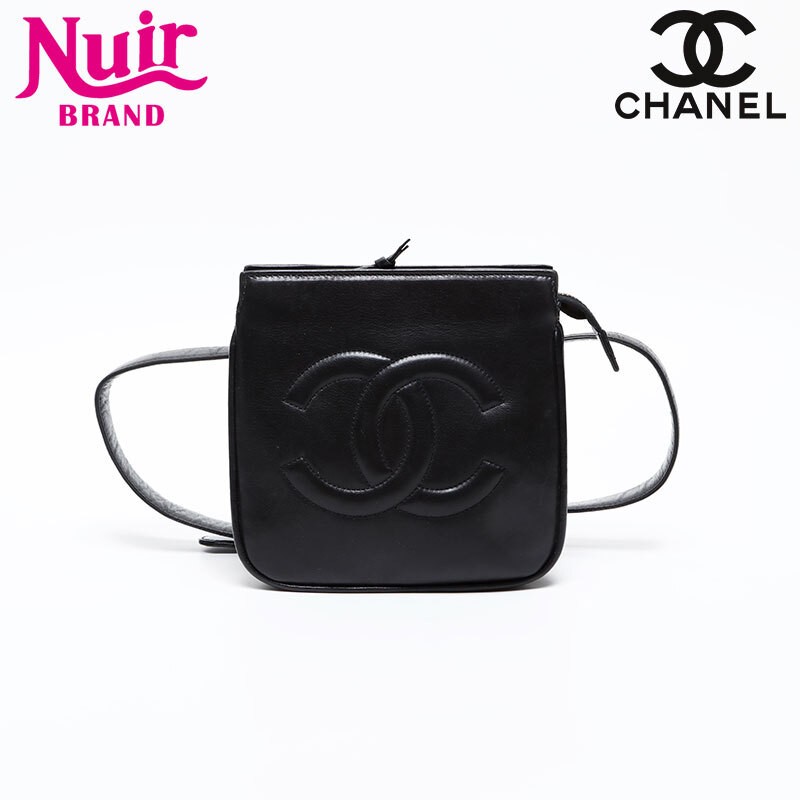 CHANEL Vintage 1989-1991 Coco Mark Lambskin Black Waist Belt Bag Model 1