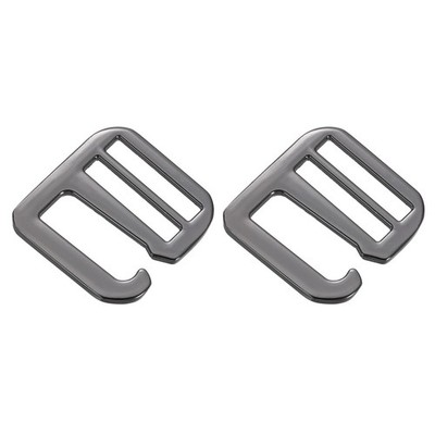 2Pcs G-Hook Webbing Buckles 25mm Flat Tri-Glide Metallic Black