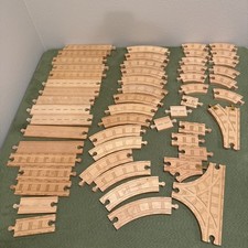 Wooden Train Set 53 Piece Track  BRIO Compatible Wood Tracks Pieces