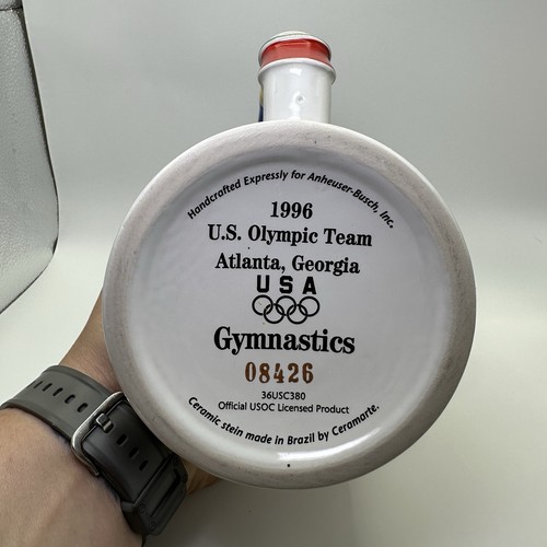 1996 Atlanta Olympics Beer Stein With Torch Lid Gymnastics Anheuser Busch - Picture 7 of 7