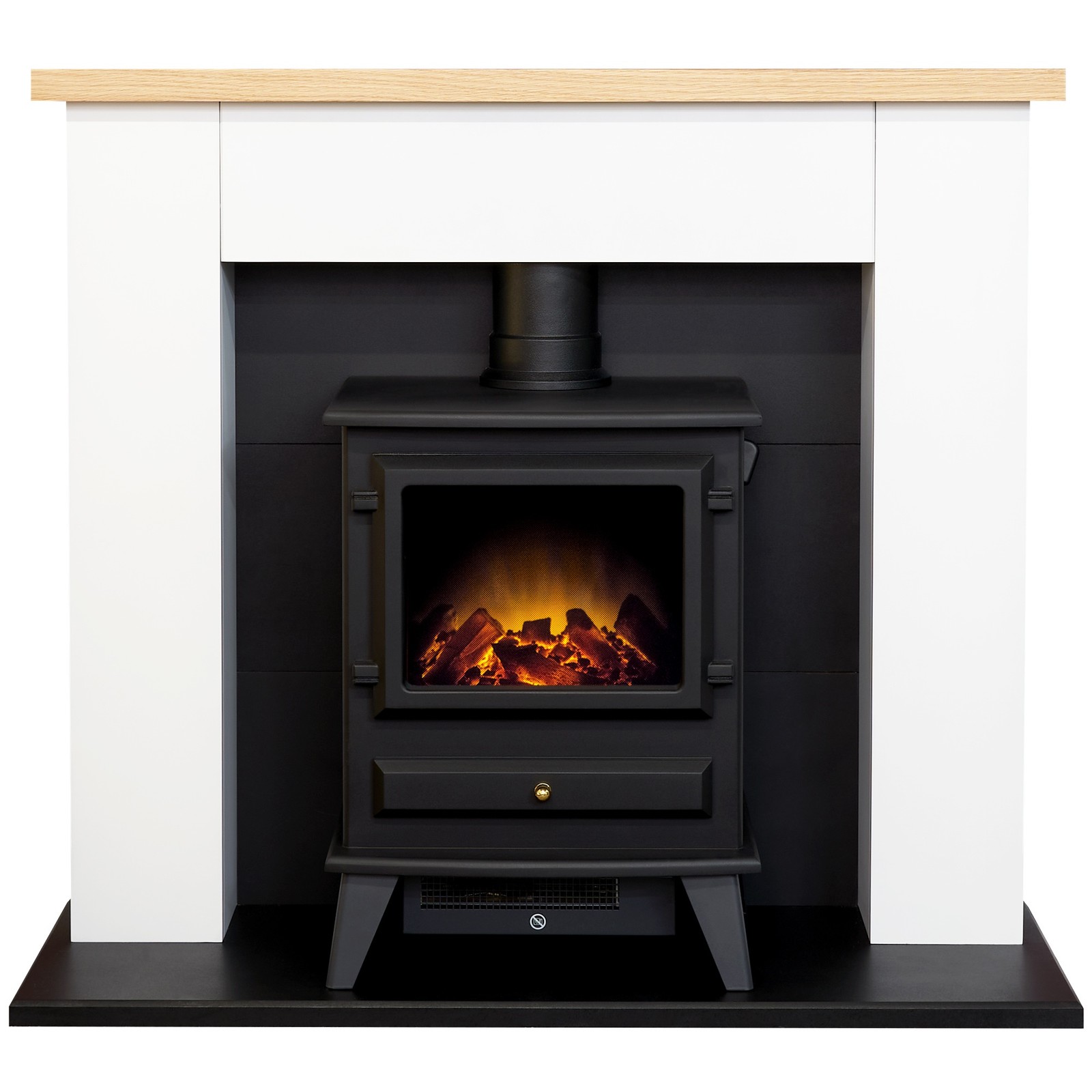 B&Q -  Chester Fireplace In Pure White With Hudson Electric Stove In Black39 Inch - Image 2