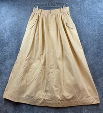 Vintage Polo Ralph Lauren Neiman Marcus Long Skirt 14 Yellow A Line Pleated Maxi