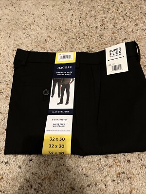 Haggar Men's Flex Dress Pant 4-Way Stretch Flex Waistband Slim straight  32x30