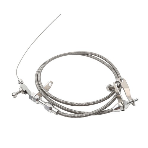 Stainless Steel Silver Braided Kick Down Detent Cable For Ford C6 Transmission - Picture 3 of 10