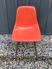 Vintage MCM Mid Century Modern Orange Molded Fiberglass Adult Chair