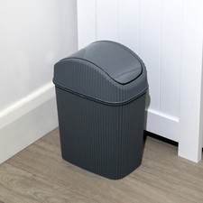 Ribbed 2.5 Litre Bathroom Bin Plastic Small Waste Home Kitchen Swing Lid Dustbin