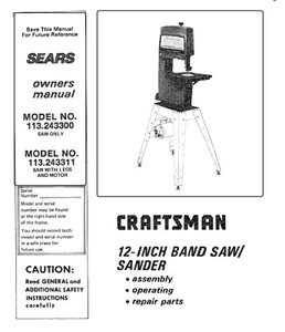 Craftsman 12 inch Band Saw/Sander 