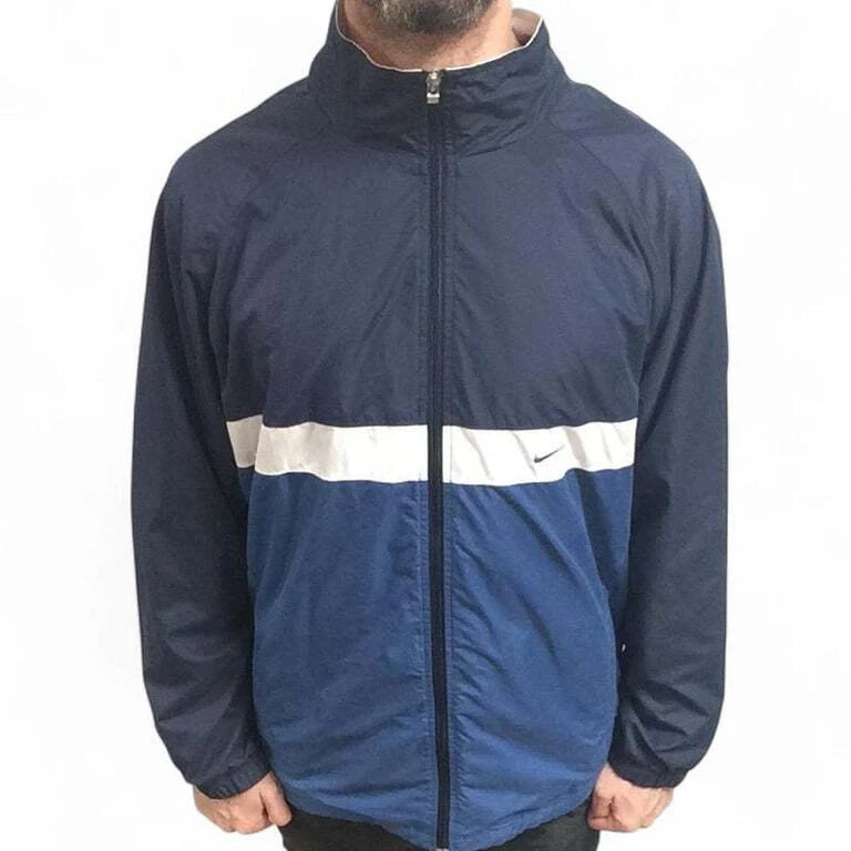 Nike blue and white windbreaker nylon jacket
