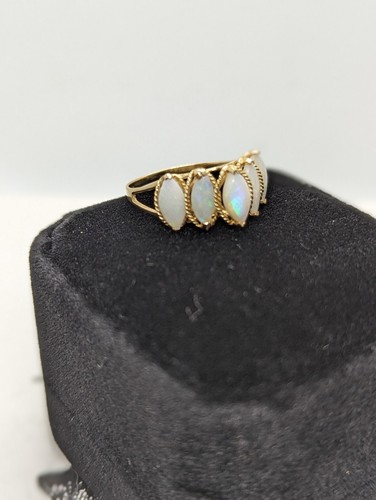14ct, 585 Yellow Gold 2.0ct Marquise Fiery Opal Cluster Cocktail Ring. Size N1/2 - Picture 19 of 20
