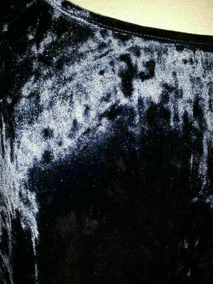 NUEVO NY COLLECTION Vestido Talla Grande 2X Azul Terciopelo Elastizado Hombro Frío Alto Bajo Foto 2 de 4