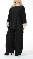 AKH Lagenlook  Bouclé Pullover Shirt in schwarz  EG 42-60