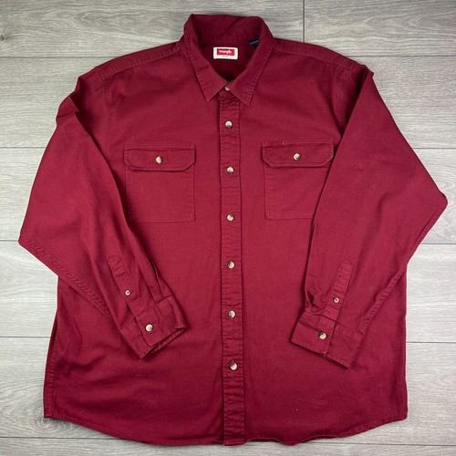 Men's Vintage Wrangler Red Long Sleeve Shirt Size 2XL - Picture 2 of 7