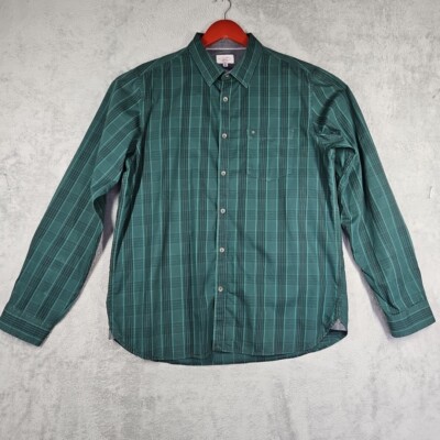 Lee Cooper Originals Men's Button Up Long Sleeve Green Black Plaid Shirt Size XL