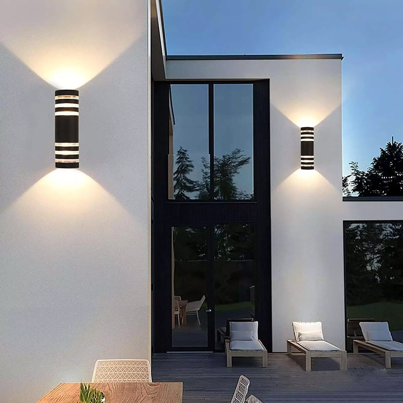 Modern LED Up Down Wall Light Sconce Dual Head Lamp Fixtures Outdoor Waterproof - Picture 2 of 9