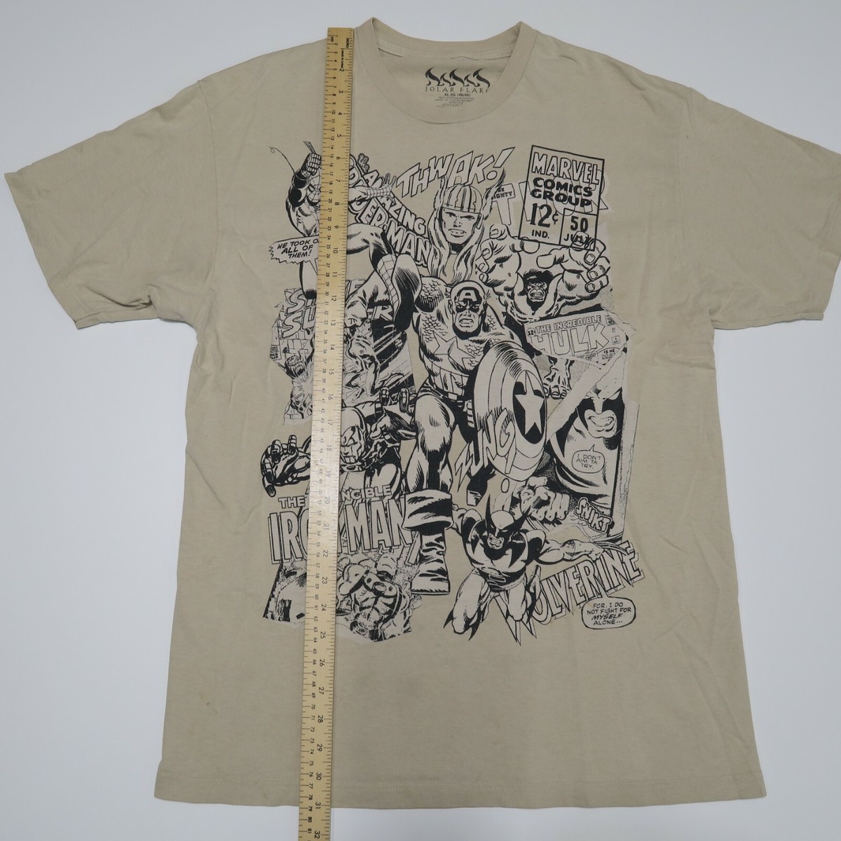 Solar Flare Marvel Comics Group Mens XL Beige Graphic Print T