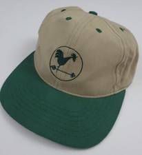 Vintage 90s Weathervane Rooster 2 Tone Hat Vtg Country Farm Made In USA Tan