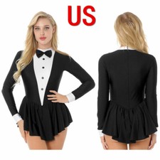 US Women Dance Dress Gymnastic Bodysuit Leotard Waitress Role Play Dance Costume