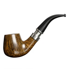 Briar Pipe 9mm Bent Curved Stem Wooden Tobacco Smoking Pipe With Decoration Ring