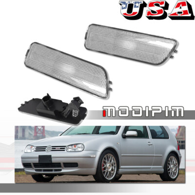 2Pcs Clear Front Corner Side Marker Lights For VW MK4 Golf R32 GTI Jetta Cabrio