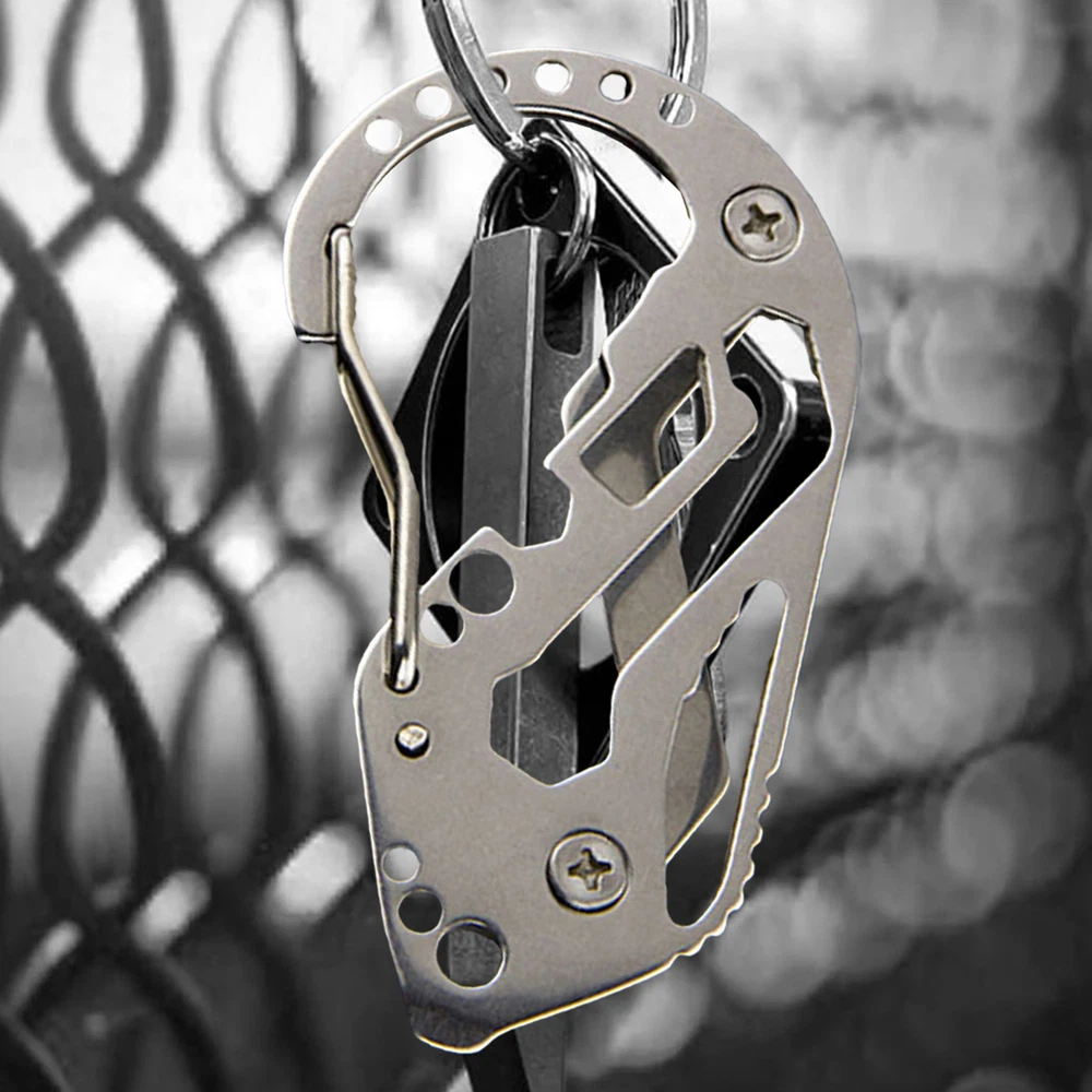 Survival Multi-Tool Carabiner with Pocket Clip for Camping & Outdoor Adventures