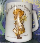 Vintage 72 Orange Bonnet HOLLY HOBBIE Mug American Greetings Federal Milk Glass