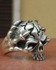 925 MENS SILVER RING skull motorcycle pirate claws
