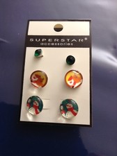 Christmas Earring Set 3 Pairs Santa Snowman Reindeer