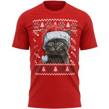 T-shirt natalizia gatto pelo corto britannico proprietario animali regali per lui uomo
