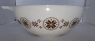 Vintage PYREX Cinderella Bowl #444 Town and Country Large 4 Qt Bowl White Brown