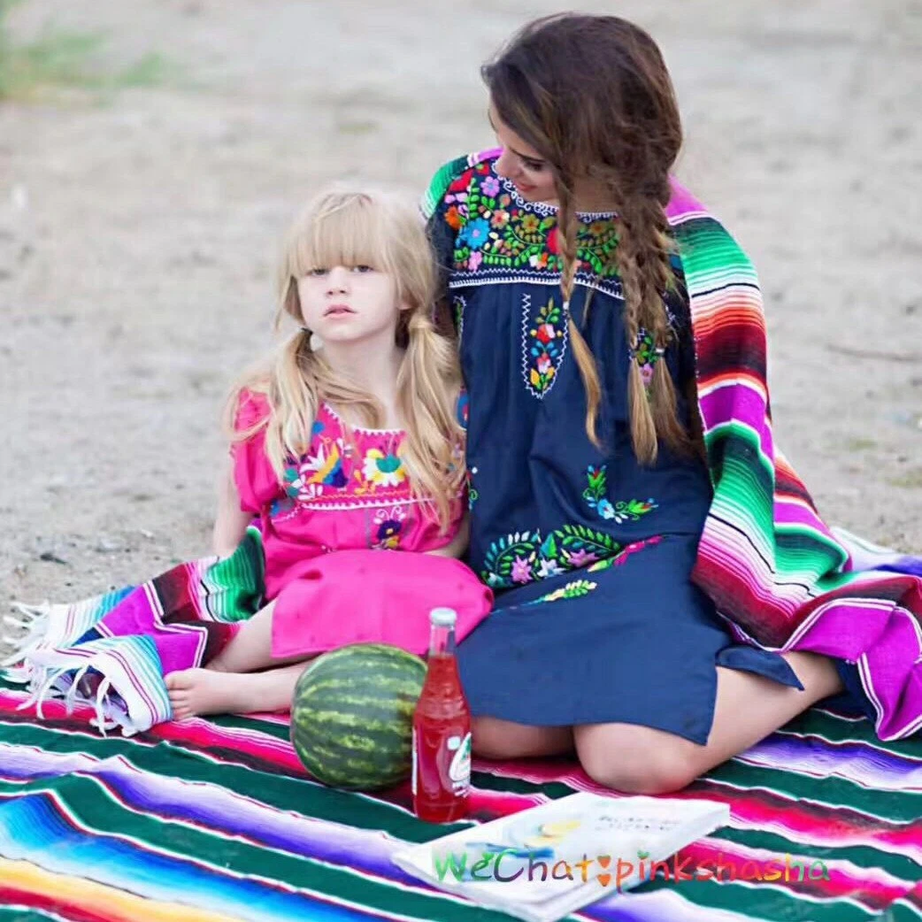 Mexican Blanket Sarape Serape Shawl Scarf Cloak Rug Rainbow Yoga