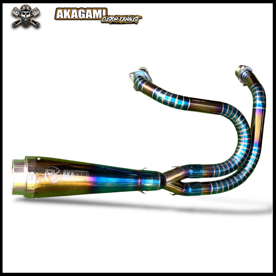 不锈钢 Stell 排气 2 合 1 颜色蓝色-金色 适合 Harley Davidson Dyna — 第 4/4 张图片