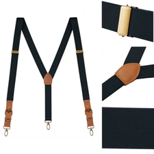Men's Y Back Suspenders Adjustable Elastic Y-Shaped Hooks Pants Brace Solid NEW