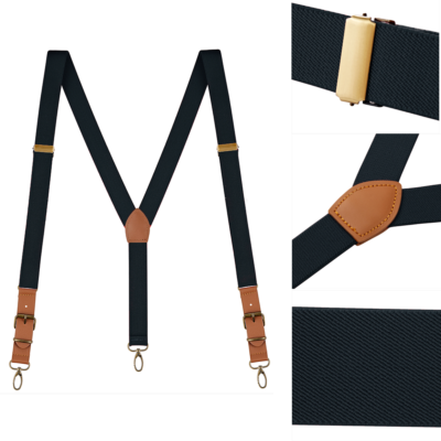 #ad Men#x27;s Y Back Suspenders Adjustable Elastic Y Shaped Hooks Pants Brace Solid NEW $10.34