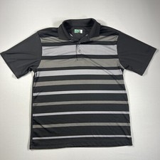 Ben Hogan Performance Mens M Polo Shirt Short Sleeve Black / Gray Stripe Golf A